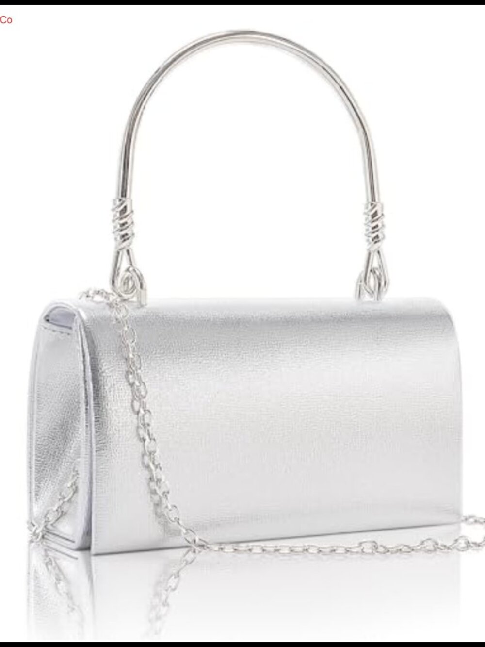 Metallic Faux Leather Evening Clutch with 2 Chain Straps